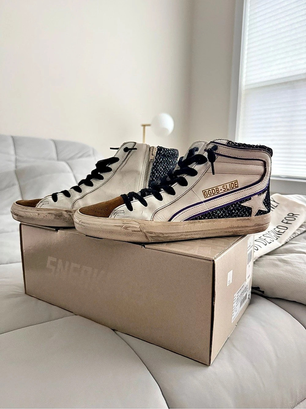 Golden Goose Slide Double Quarter Glitter High Top Sneakers 39